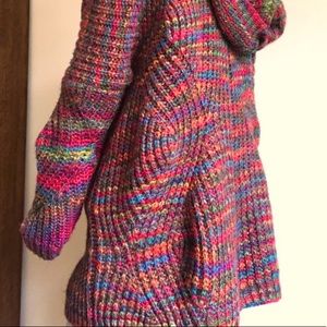Rainbow knit hooded cardigan!
